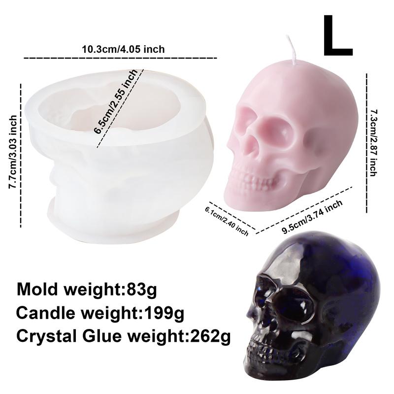 3D Skull Shape Silicone Mold DIY Halloween Skull Candle Silicone Mold Epoxy Plaster Home Decoration Resin Casting Art Crafts