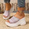 2025 Summer New Women Slippers Comfortable Outdoor Wedges Sandals Slip On Platform Slippers Beach Peep Toe Shoes Slides Women