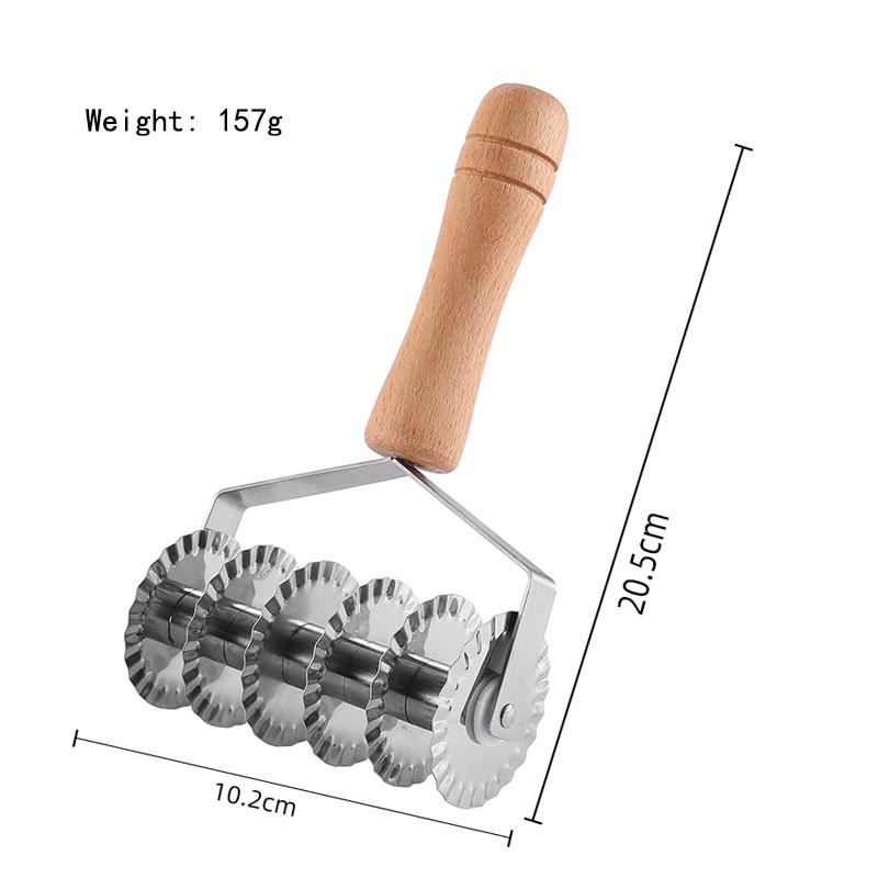 6 Wheel Pastry Cutter Stainless Steel Dough Lattice Pizza Bread Pastry Crust Roller Cutter with Wood Handle Baking Tool