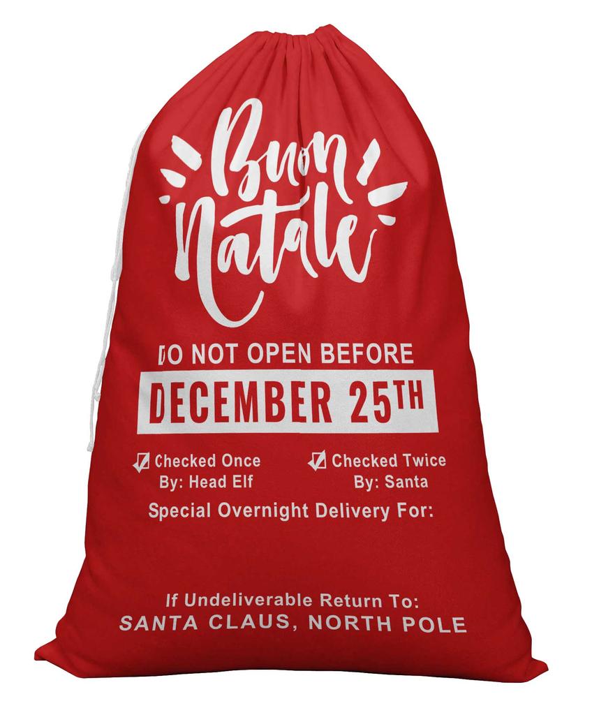 Printtoo 2 Pcs Large Santa Sacks with Drawstring Canvas Xmas Gifts Bags for Kids Christmas 27x20 Inch