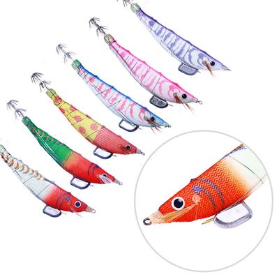 Crevette en Bois Lumineuse pour la Pêche Hameçon Calmar Lumineux Poulpe Appât Artificiel Appât pour la Pêche en Mer Calamar Leurre pour la Pêche de Nuit Eau Douce