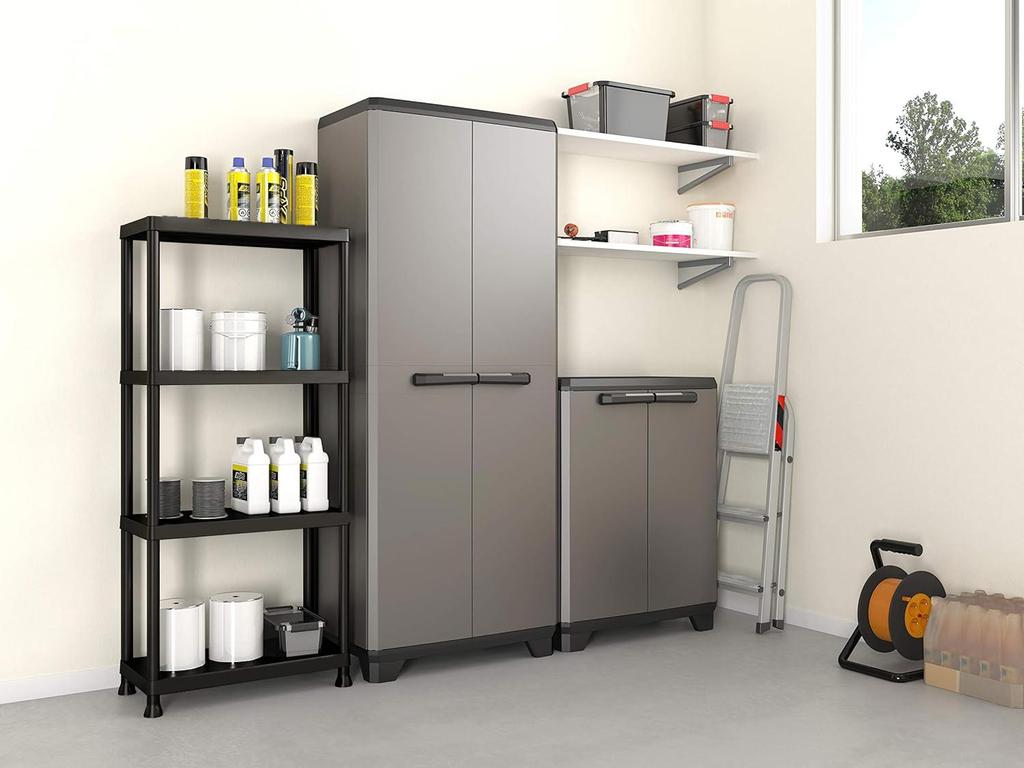 4-Tier Black Garage Storage Shelf For Basement Pantry Garage