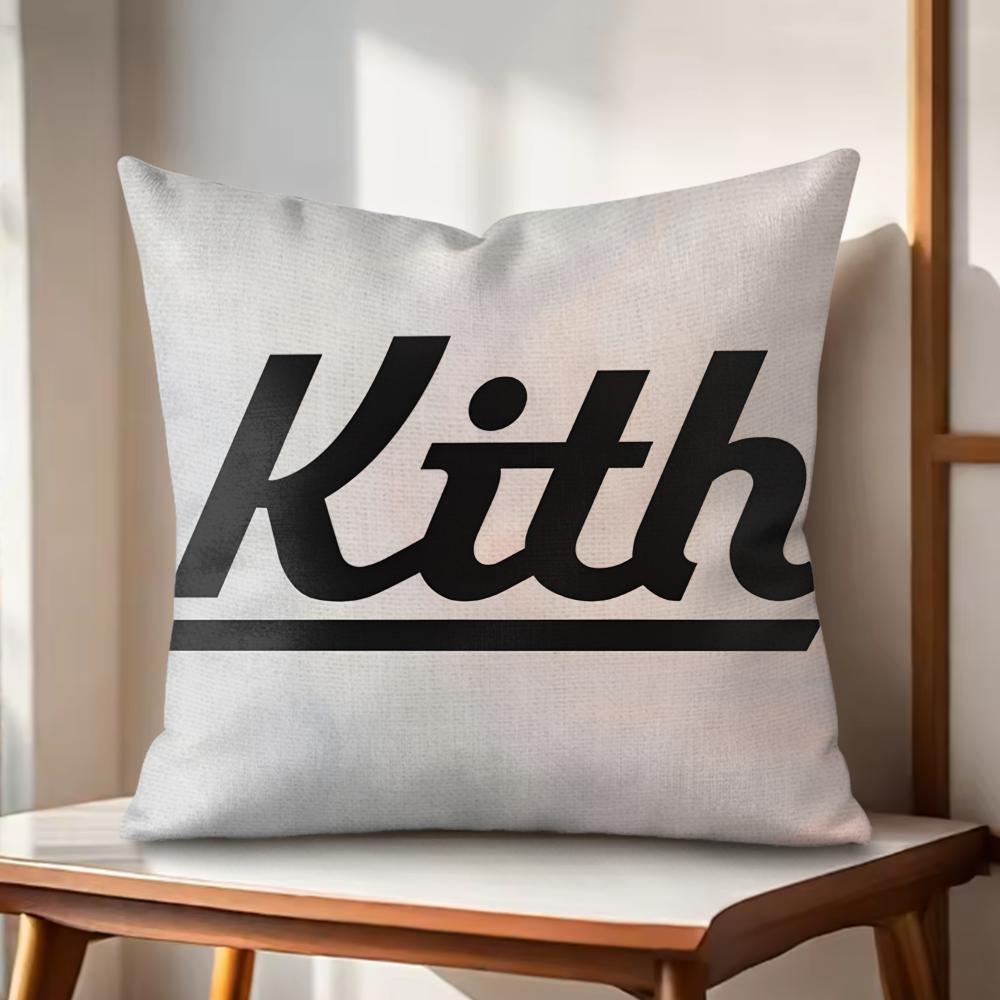 Classic Logo KKITH Cushion Cover Natural Linen Organic Fabric DoubleSided Printing Couch Pillow Covers Home Decor