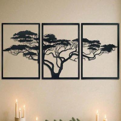 Arte de Parede de Metal 3 Peças Árvore da Vida Decoração Boêmia Presente para Casa