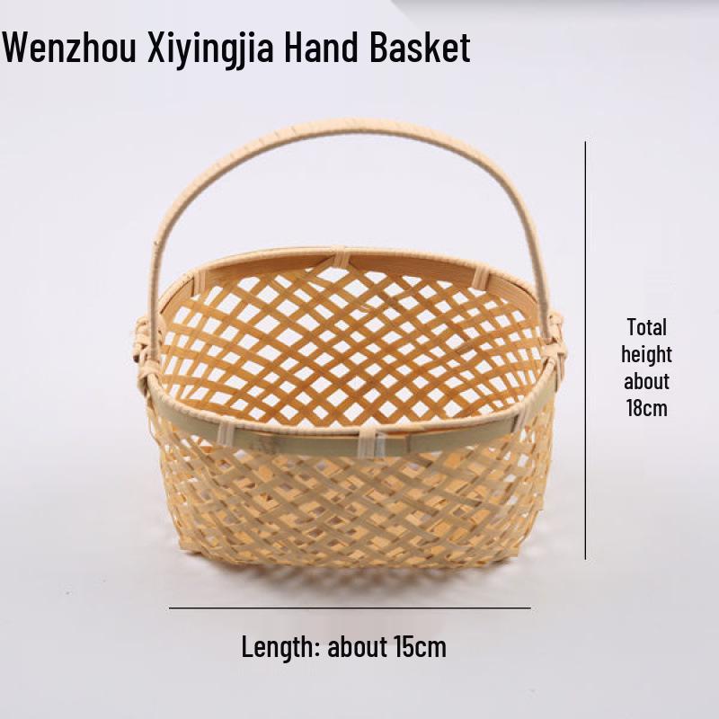 Bamboo Woven Storage Set: Includes Small Basket for Scallions, Ginger, Garlic, Winnowing Fan, Steamer, Fruit Plate, and Shelf.