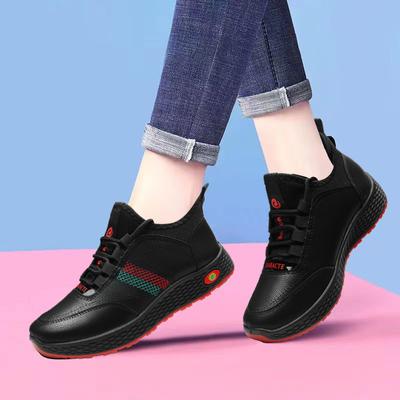 Spring  New Leather Casual Women's Shoes Versatile Soft-soled Non-slip Mother Shoes, Long-term Wear Does Not Tire Feet Sports Shoes