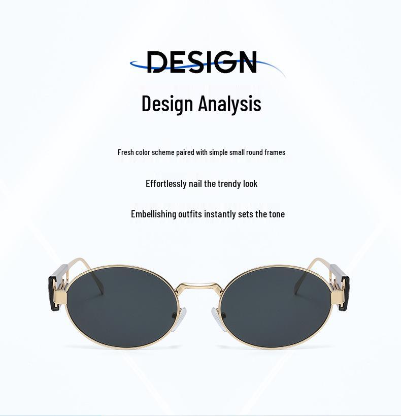 Women's Retro Metal Oval Sunglasses - UV400 Protection, Trendy Internet Celebrity Style