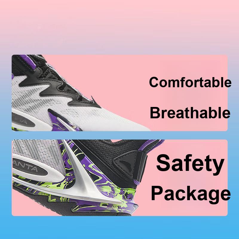 Anta Kids Crazy Spike Outdoor Professional Non-Slip Breathable Low-Top Basketball Shoes Kids sneaker White Black 312431111-4