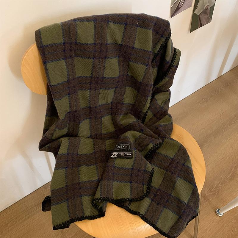 

Retro Plaid Tassel Scarf for Women Winter New High End Imitation Cashmere Scarf To Keep Warm and Thickened To Prevent Cold Tide 200*65cm