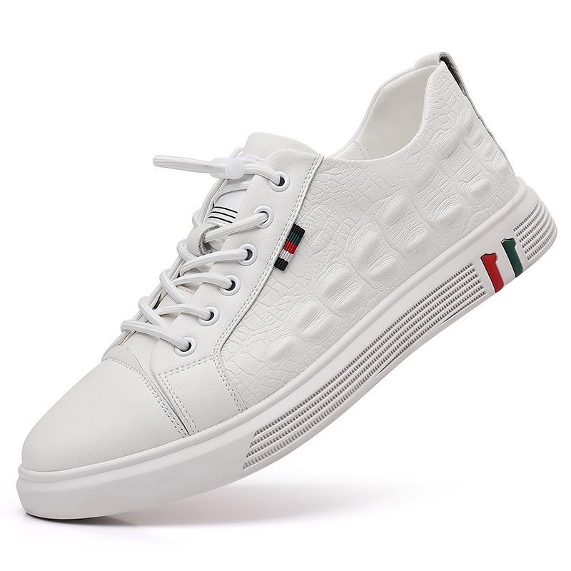 Pantofi Casual din Piele Naturală pentru Bărbați, Pantofi Plați de Skateboard cu Imprimeu Crocodil, Adidași Cool Slip-on