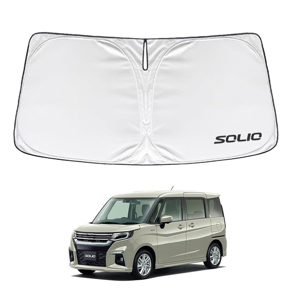 

SAWAKAKI Sunshade for Suzuki Solio for Windshields with Sun Heat UV Heat Compact Storage MA26S, MA36S, MA46S, MA27S, MA37S, MA47S, Custom-Designed