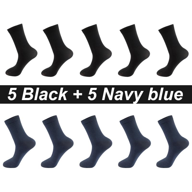 Lot de 10 paires de chaussettes pour homme en coton peigné, noires, décontractées, respirantes, de haute qualité, grandes tailles (38-48)