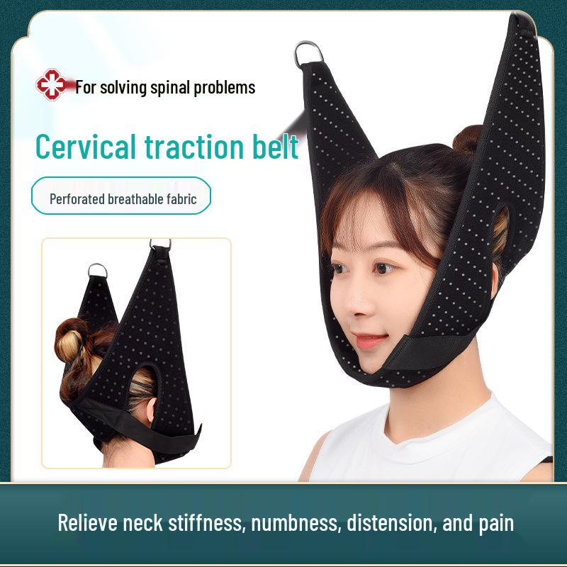 Cervical Traction Belt with Neck Band, Adjustable for Adults & Children, Breathable Neck Protector with Traction Chair