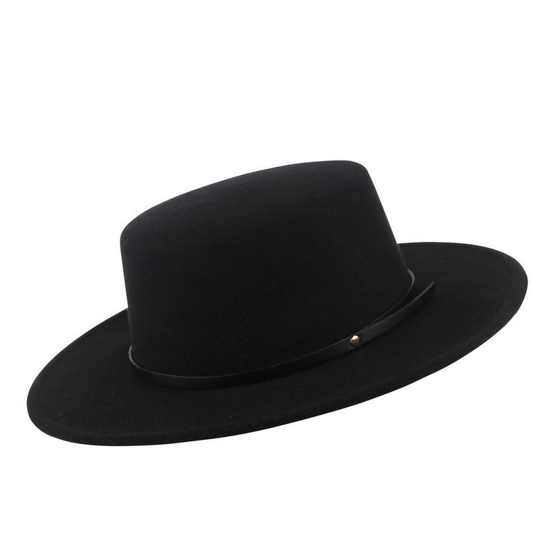 Retro Winter Autumn Women Felt Fedora Hats Belt Buckle Decorated Ladies Boater Hat Flat Brim Church Hats Women Elegant2023