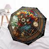 Steampunk Heißluftballon Reise Muster Regenschirm, tragbares und faltbares Design, 8 Speichen, ein lässiges Accessoire für Geburtstagsgeschenke von Freunden.