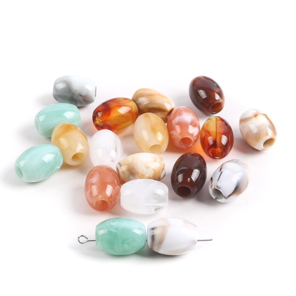 Perles Seau Ovales Acryliques Bicolores Perles Gros Trou Coussin de Siège Auto Bracelet Perlé Collier Accessoires de Bijouterie DIY