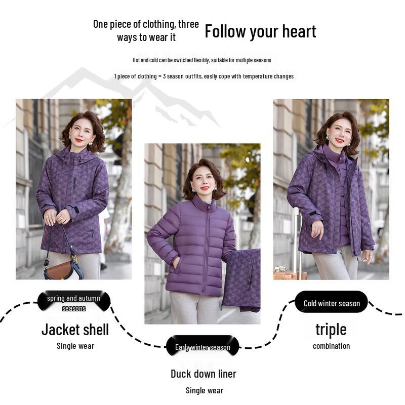 YAYA Women's 3-in-1 Detachable Hooded Down Jacket