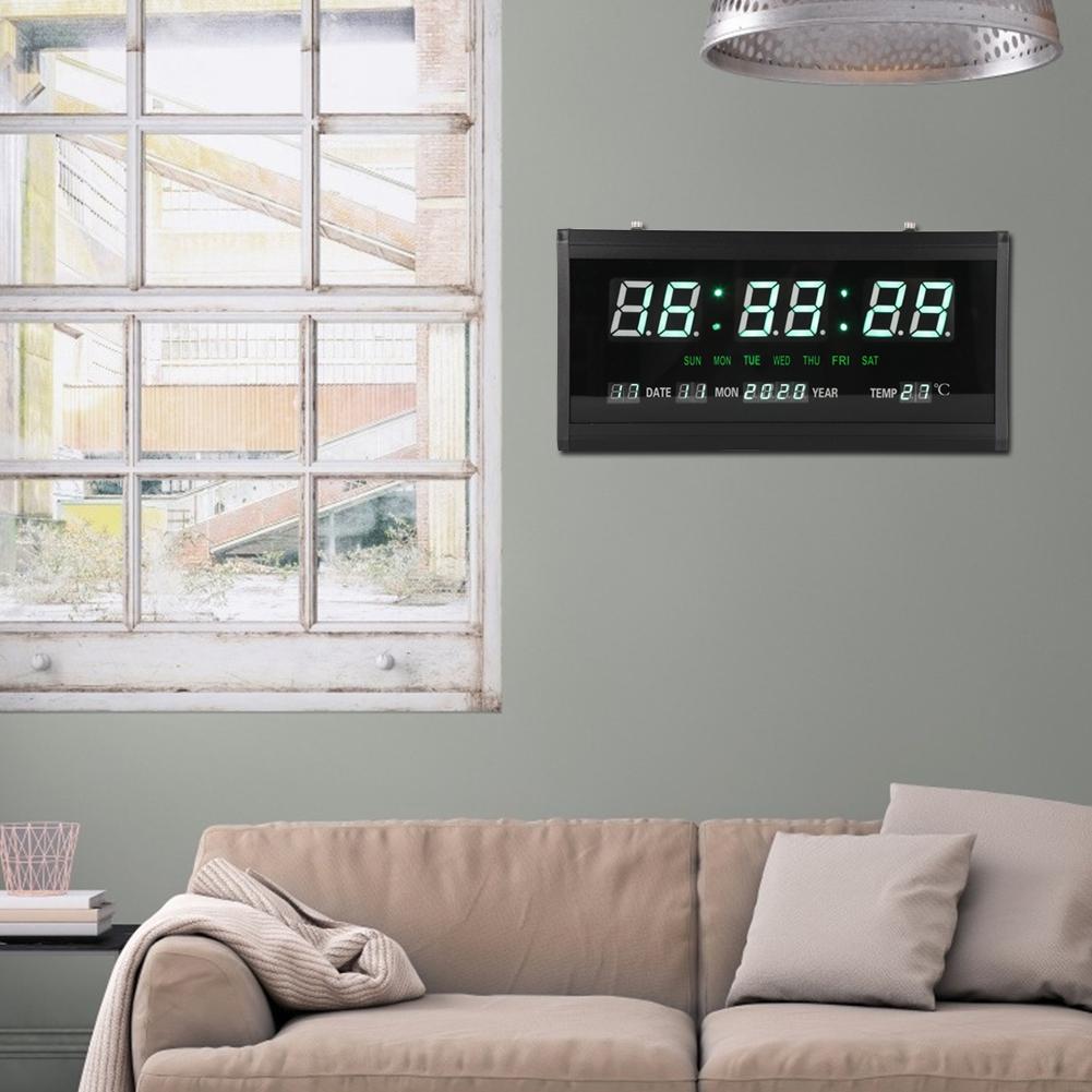 LED Digital Perpetual Calendar Hanging Clock Living Room Wall Clock