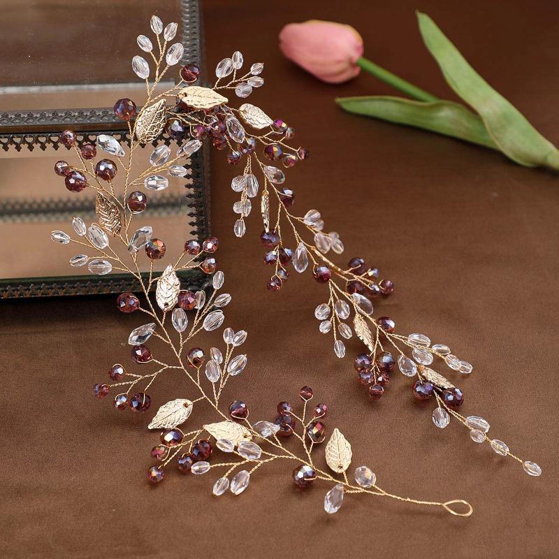 Bridal headband hair accessories braided leaf crystal headband headband headband