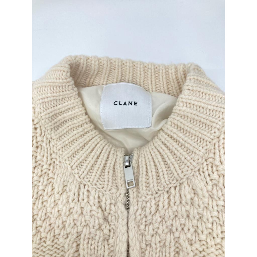 CLANE 17106-2051 Cable Boa Knit Blouson Jacket F IvoryUsed