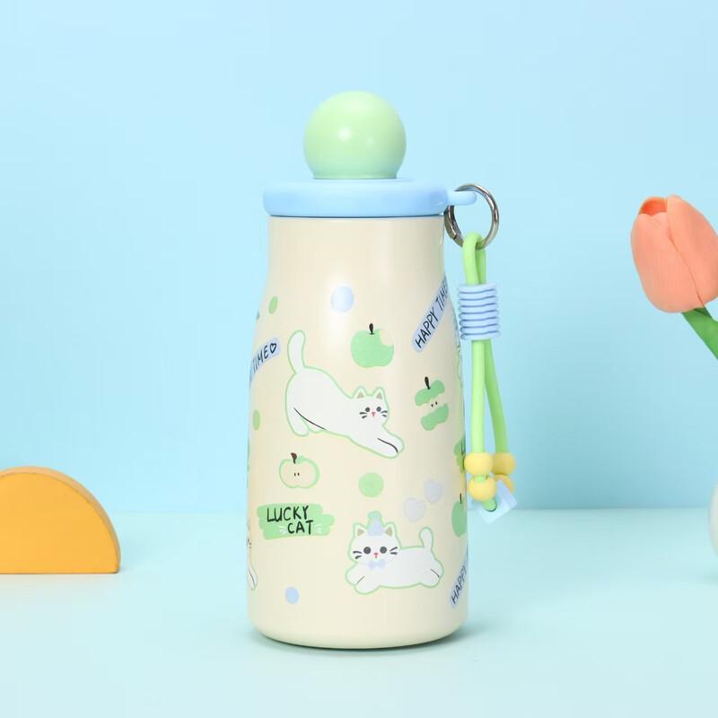 Portable Cartoon Insulated Water Bottle with Straw & Tea Infuser