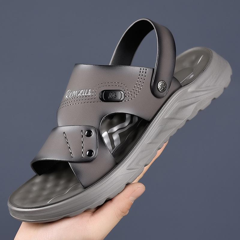 

Sandals men s new outdoor leisure trend beach shoes in summer 2025 breathable driving cool slippers men 44 серый