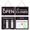 Oboustranná cedule s otevírací dobou obchodu Cedule Otevřeno a Zavřeno s hodinami Dekorativní uvítací tabule Otevírací doba pro obchod prodejnu posilovnu