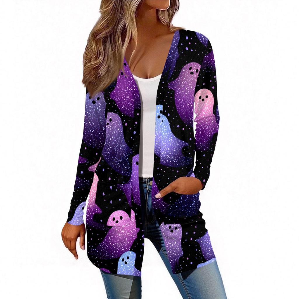 Women's Long Sleeve Cardigan Casual Jacket With Pockets Top