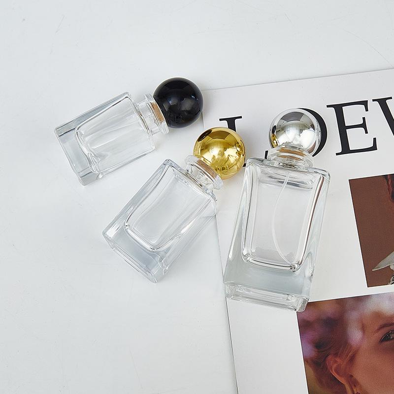 Luxury Glass Perfume Bottle Set: 30ml Press-type Decanter & 50ml Spray Refillable Bottles