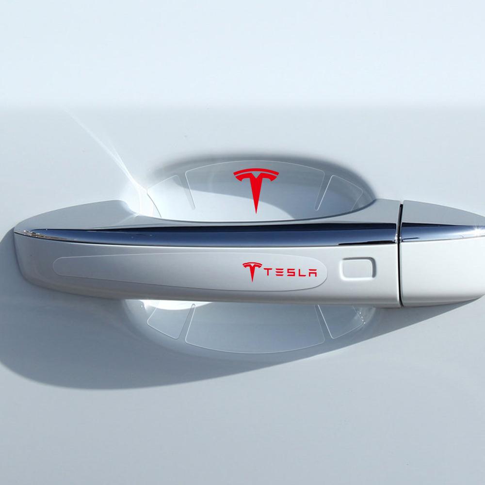 4/8Pcs Car Door Handle Bowl Scratch Protective Sticker Transparent Stickers Auto Accessories For Tesla Model 3 Model S Model X Y
