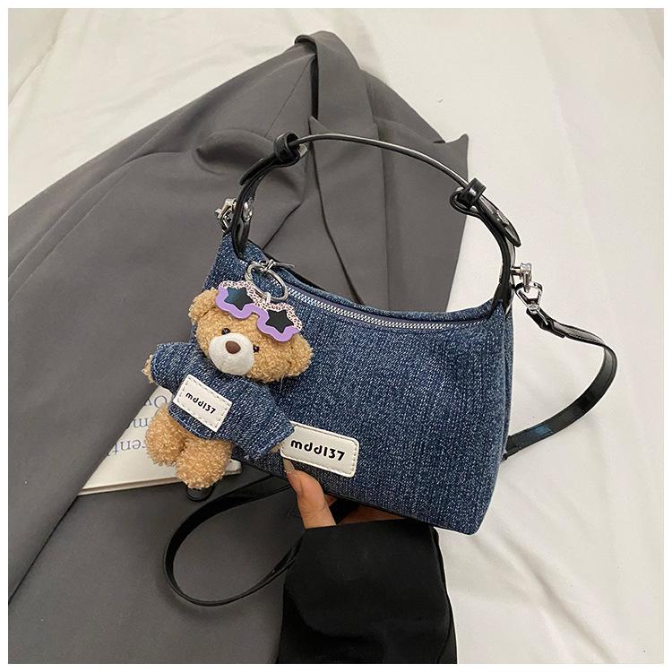 Niche design denim shoulder bag women's 2025 new exquisite fashion dumpling bag versatile casual messenger bag