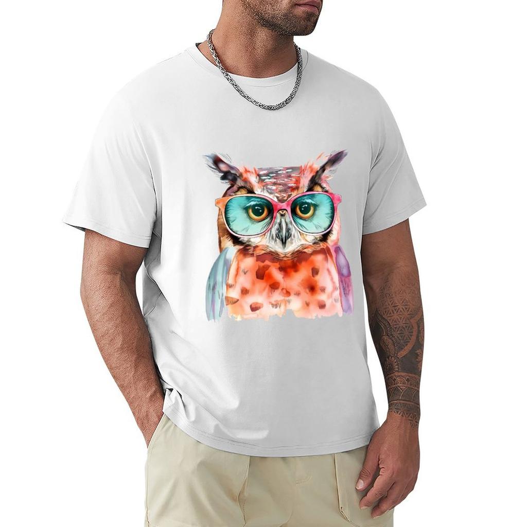 Owl With Sunglasses Tshirt Summer Casual Loose Tshirt