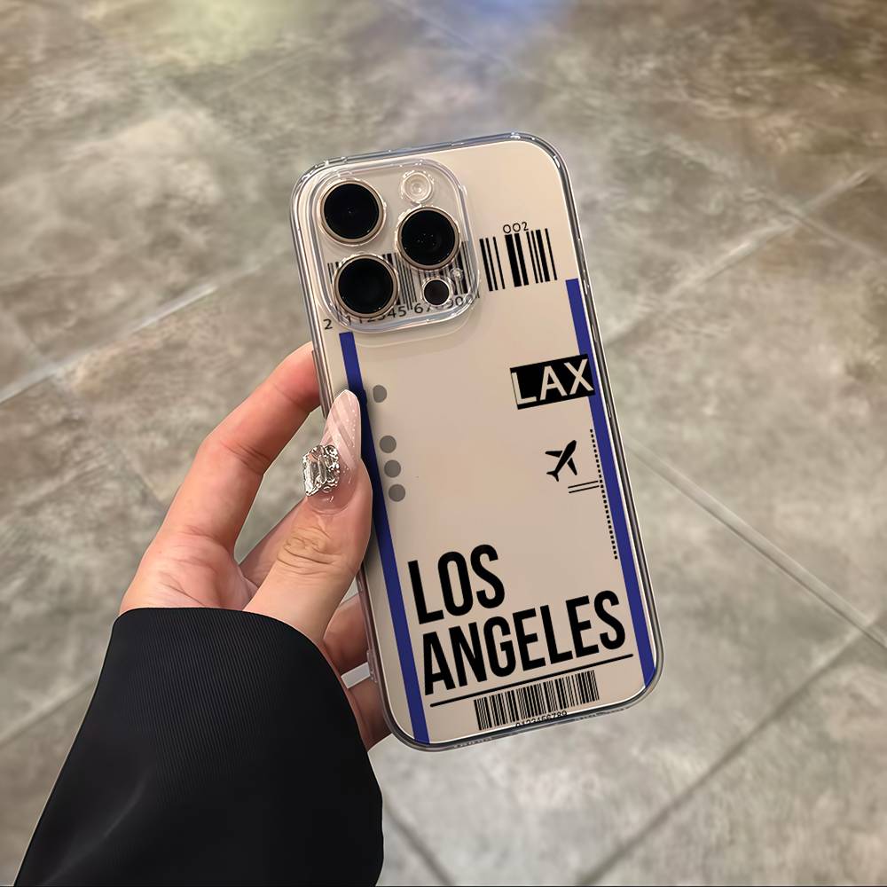 Funny World City Tourist Ticket Label Phone Case For iPhone 17 16 15 14 13 12 11 Pro Max Plus Mini Clear Soft Shell Thin Tpu