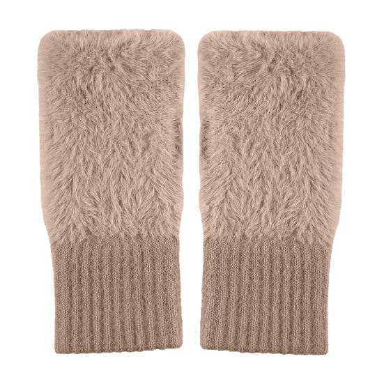 1 Pair Winter Ladies Gloves Half-finger Thick Plush Knitted Stretchy Touchscreen Wrist Protection Keep Warm Office Typing Student Writing Gloves