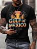 Mens Gulf Of Mexico Print T Shirt Summer Holiday Short Sleeve TShirts Casual Tops Tees New