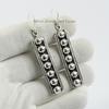 Handmade Sterling Silver Puffy Bar Earrings, Artisan Design