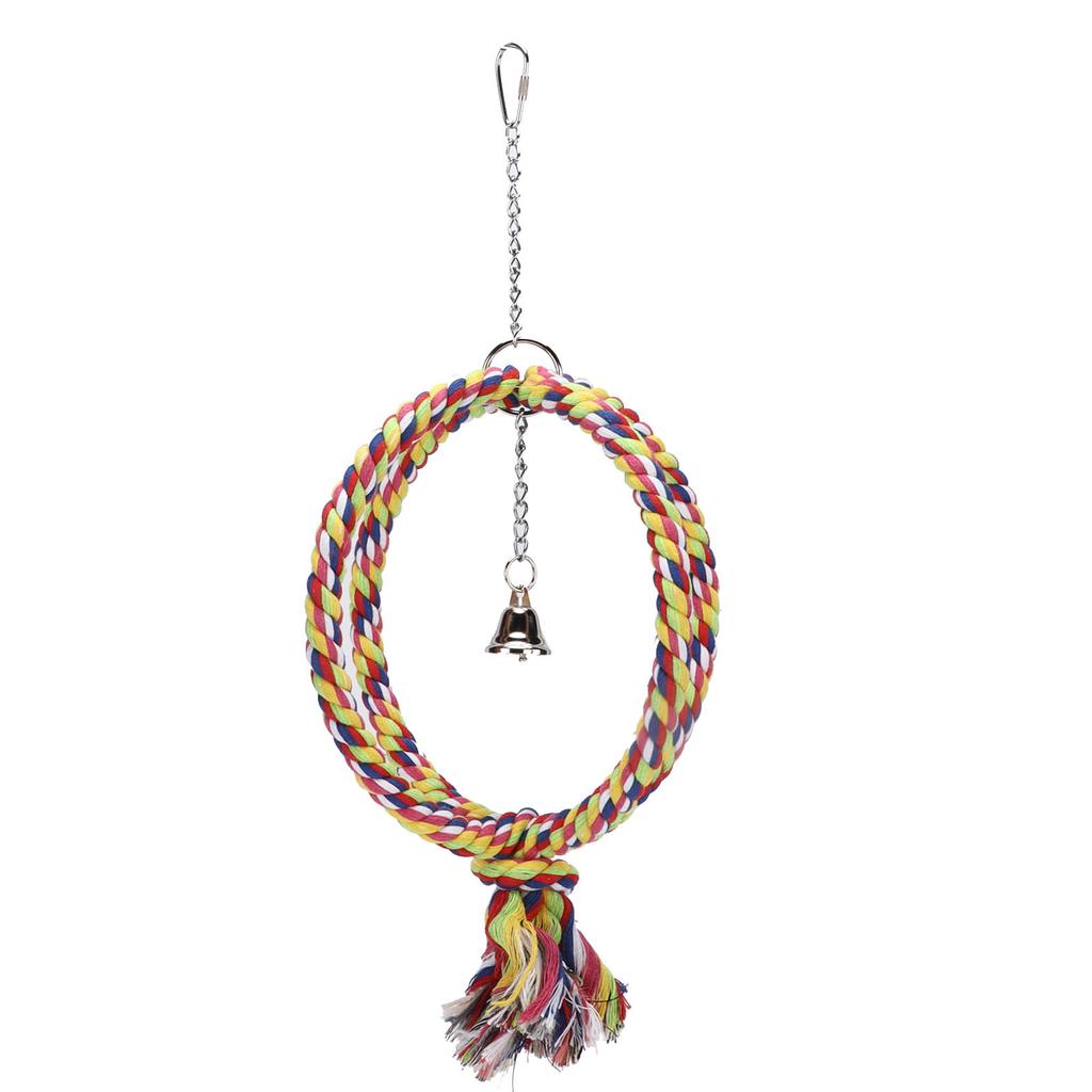 Parakeet Bird Ring Toy Cotton Rope Stainless Steel Wire Circle Ring for Pet Climbing Swing