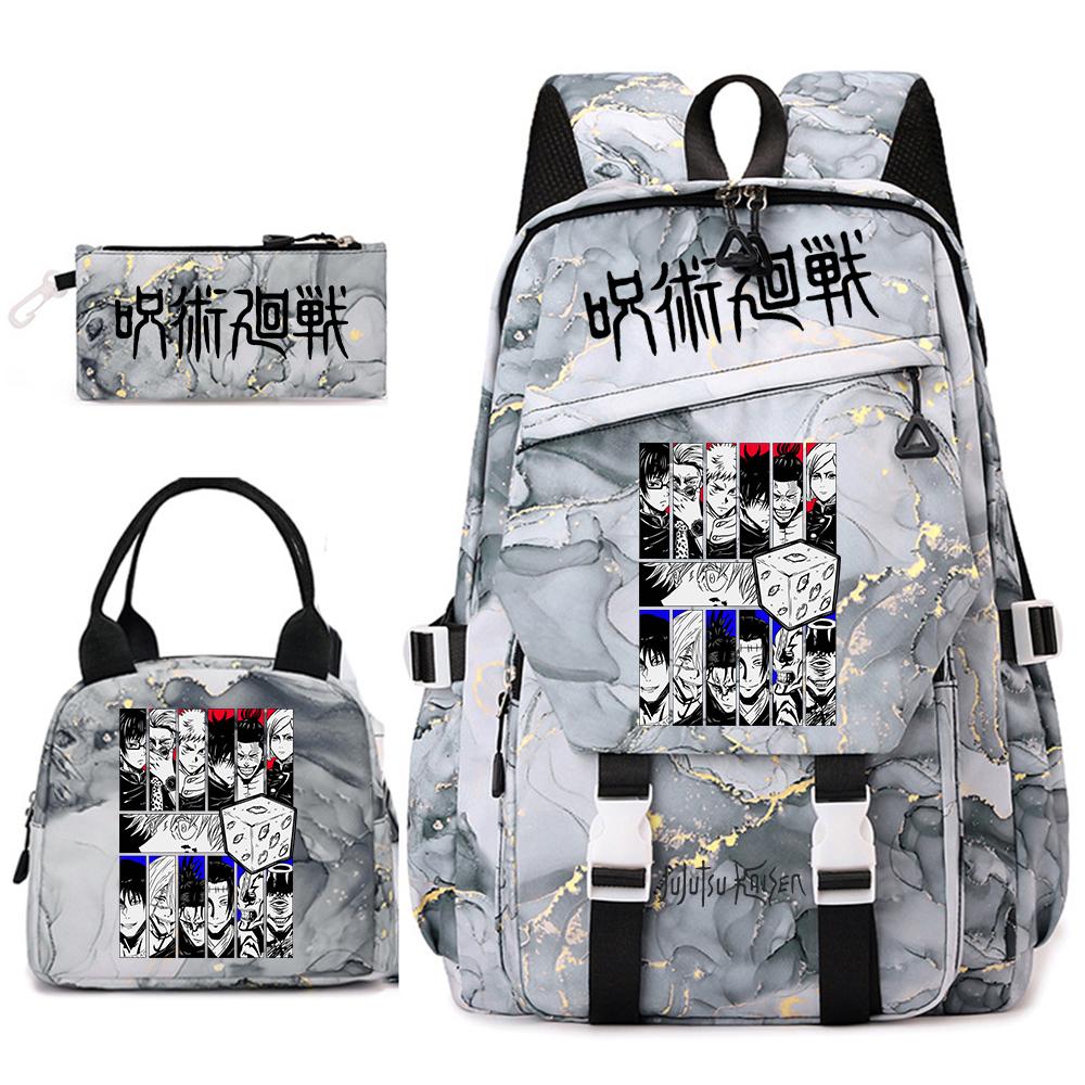 Anime Jujutsu Kaisen Rugzak Set voor Meisjes 3 stuks School Boekentas Lunchtas Etui Casual Reis Rugzak