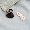Black Snake White Enamel Pins Custom Myth Brooches Bag Clothes Lapel Pin Badge Animal Jewelry Gift For Kids Friends