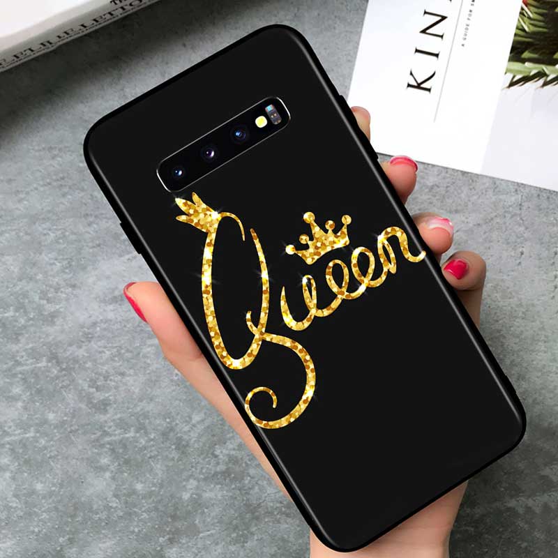 Чехол для телефона King Queen Couples для Samsung Galaxy Note 20 S20 FE Lite Ultra 10 9 8 Pro S10E S10 5G S9 S8 S7 S6 Plus Black