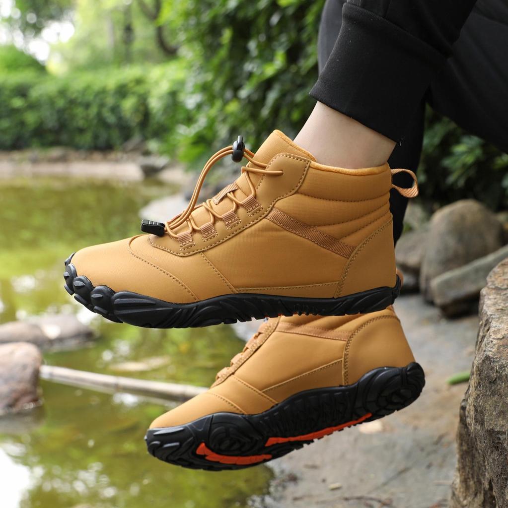 Men's Waterproof Velvet-Lined High-Top Snow Boots: Shock-Absorbing, Warm Cotton Shoes for Winter Sports.