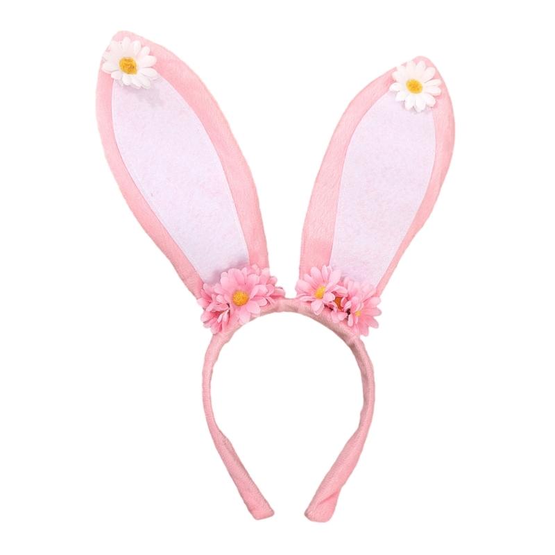 

Roleplay Bunnies Girl Headband with Flower Designs Anime Headband Easter Cosplay Headdress Festival Dressingup Accessory