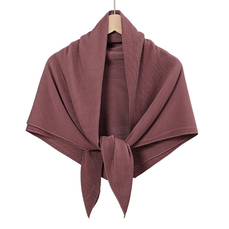 Maldives  Muslim Pleated Square Scarf Matt Silk Plain Hijab Women Crinkle Satin Headscarf Premium Soft Wrinkle Scarves