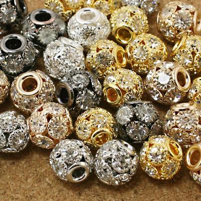 2 Stücke 9*12mm Diamanten Rand Großes Loch Metall Runde Perlen Für Schmuck Machen DIY Armband Halskette Ohrring