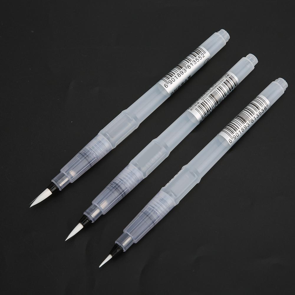 3Pcs Water Storage Pen Transparent Nylon  Watercolor Paint Brush Stationery Art Supplies