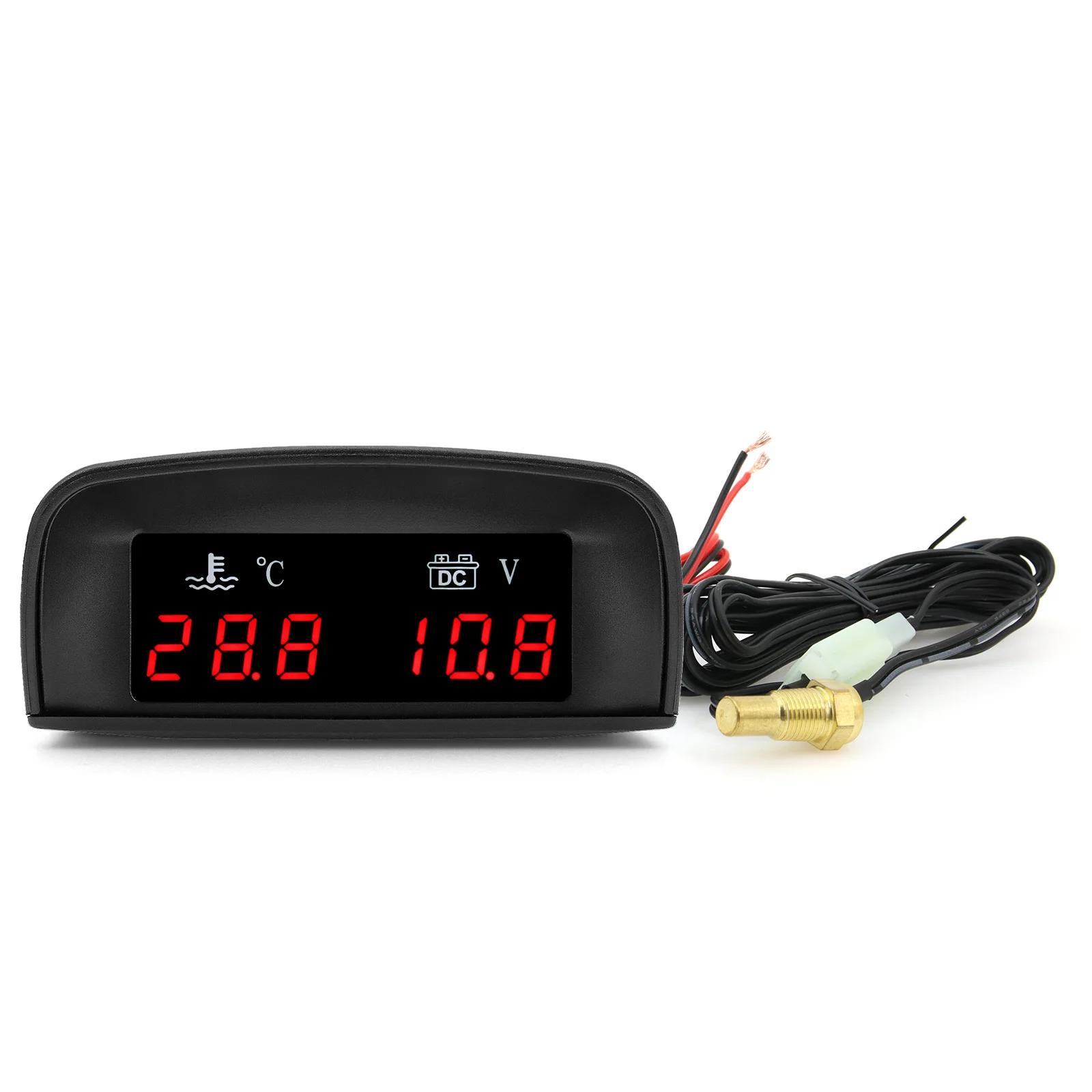 

Red LED Digital 2 In 1 LCD Meter 0~120 Celsius Water Temperature Gauge+Voltmeter Gauge with Sensor 1/8NPT for Car 12V 24V Meter