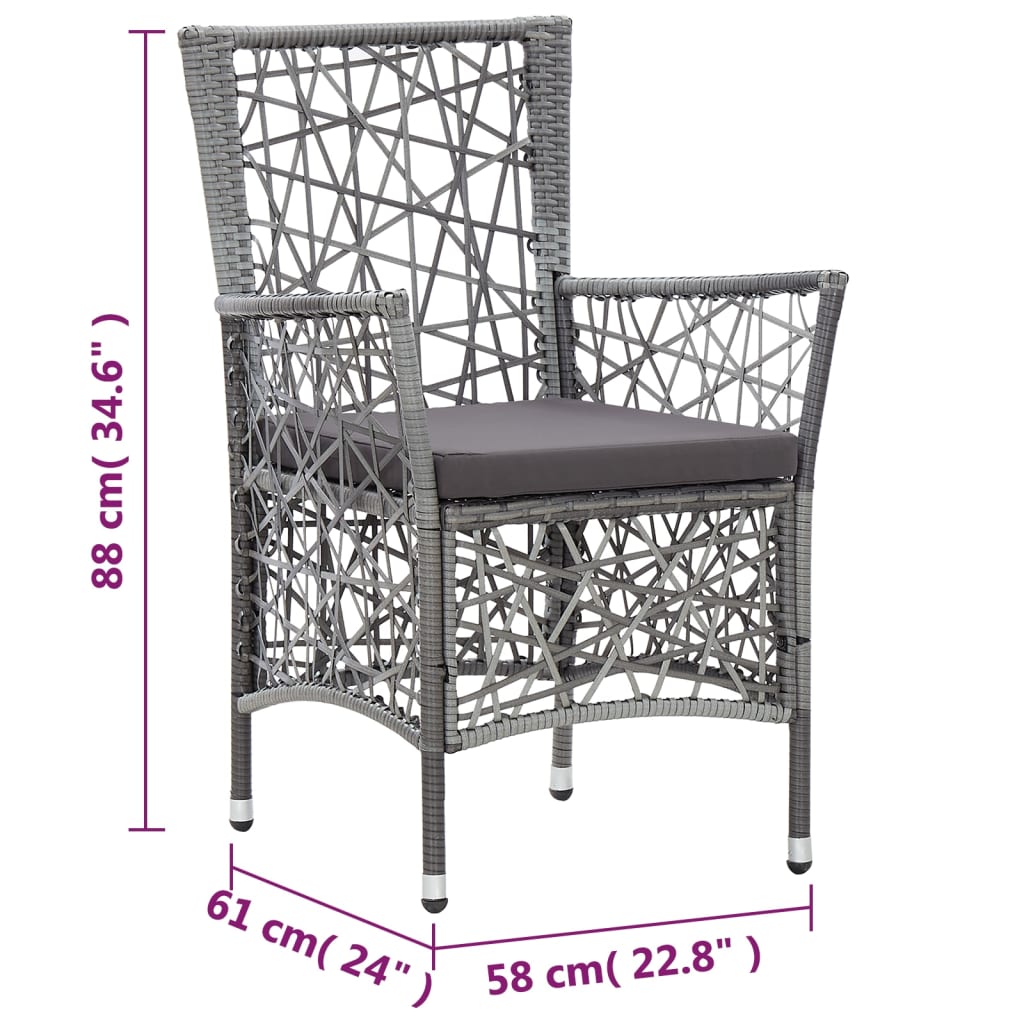 7 Piece Outdoor Dining Set Grey Poly Rattan
