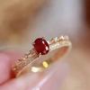 Thin Women Ring Elegant Gold Color Inlaid Brilliant Red Cubic Zirconia Luxury Wedding Engagement Accessories Chic Jewelry
