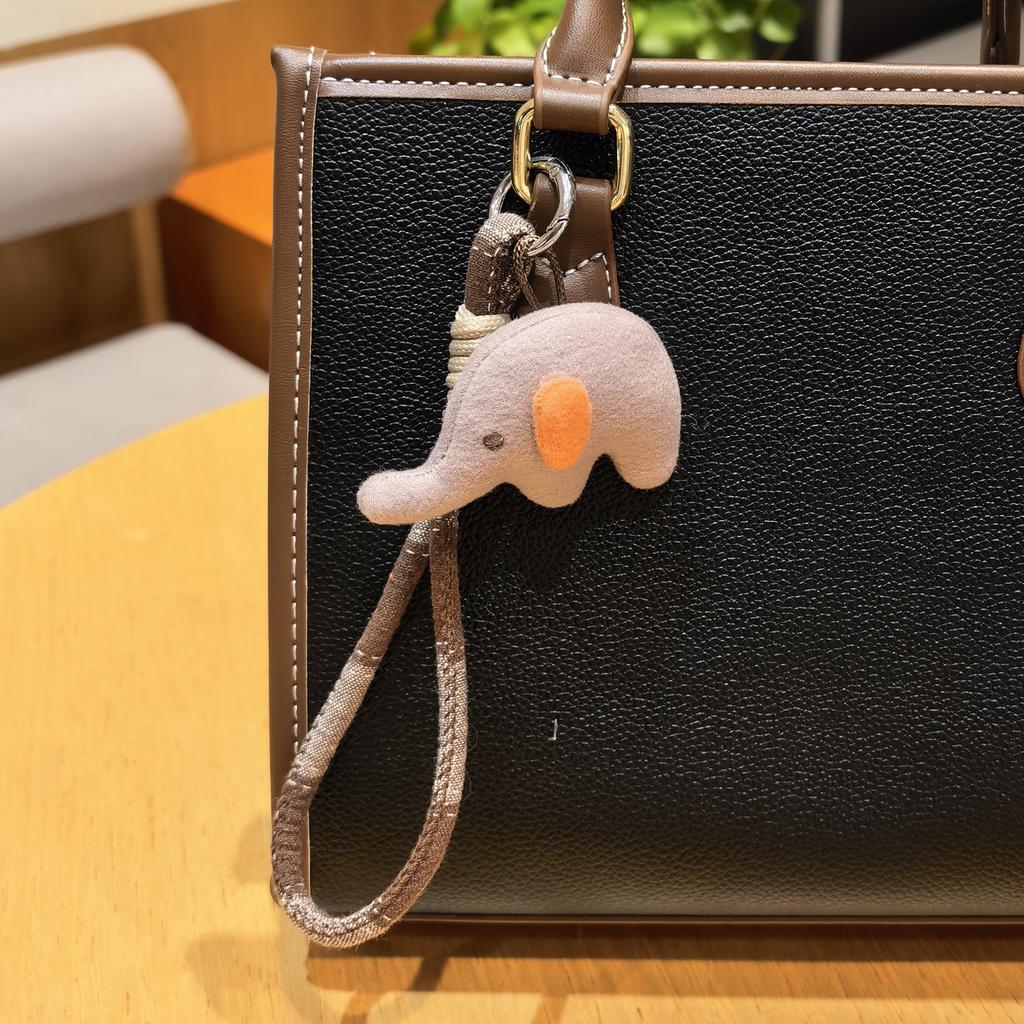 Cute Felt Elephant Bag Charm, Minimalist Elephant Keychain with Braided Rope Clip