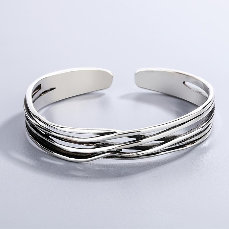 European and American Vintage Distressed Multi-layered Open Bangle, Simple Distressed Alloy Bracelet, Niche Fashion, Trendy and Versatile Accessory